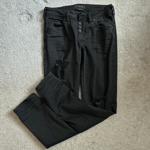 black ripped skinny jeans from silver jeans co. size xs/small - Picture 2 of 5